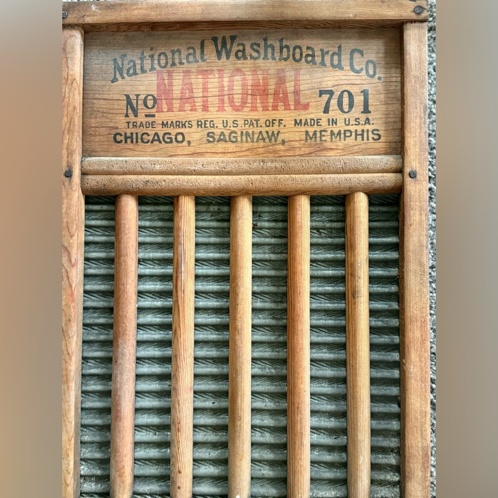 Vintage Farmhouse National Washboard No 701 wood and metal